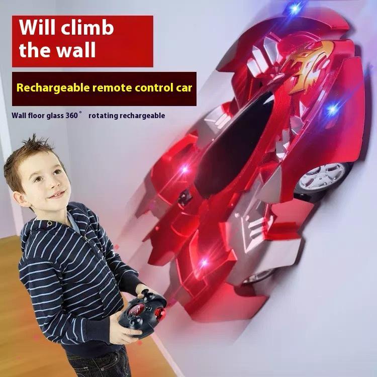 Wall Climbing Car，Electric Remote Toy Racing, with LED Light High-Speed Hobby Toy Vehicle, RC Car Gifts for Age 3 4 5 6 7 8 9 Year Old Boys Girls(Red）