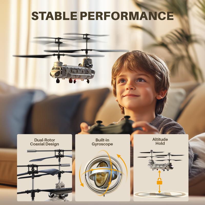 SYMA Remote Control Helicopter, S52H Military Transport RC Helicopter with Altitude Hold, One Key take Off Landing, LED Light, Low Battery Reminder, Army Helicopter Toys for Kids and Military Fans rc helicopter