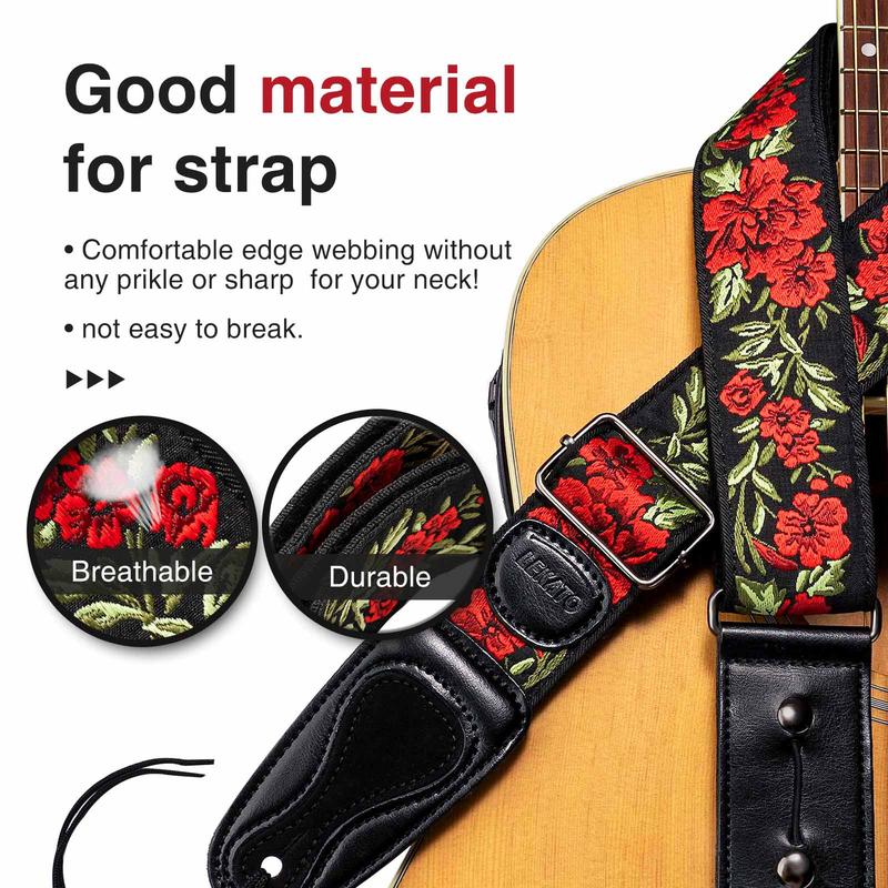 LEKATO LGS-6 Flower Bass Strap Flower Guitar Strap, for Bass Electric & Acoustic Guitar 2