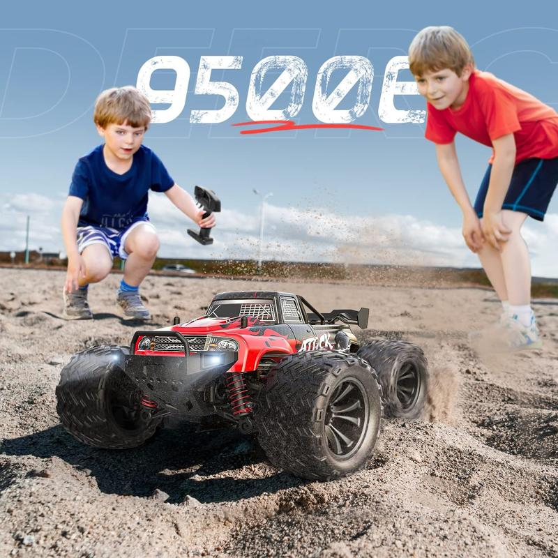 9500E 1:16 Scale All Terrain RC Car, 4x4 High Speed 40 KPH RC Truck, 2.4Ghz Remote Control Truck with 2 Batteries, Off-Road Monster Truck for Adults Kids