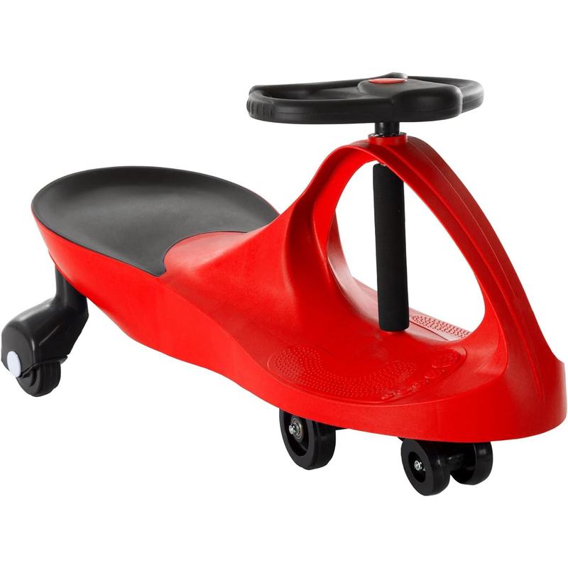 Wiggle Car Ride On Toy – No Batteries, Gears or Pedals – Twist, Swivel, Go – Outdoor Ride Ons for Kids 3 Years and Up by Lil’ Rider, Red and Black.