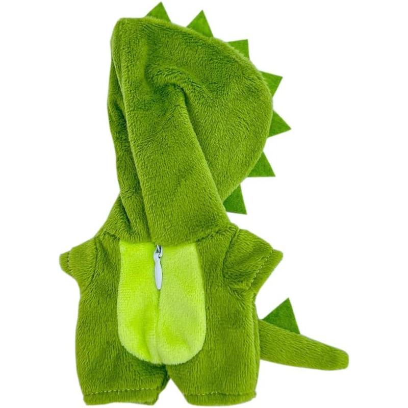 niannyyhouse 10cm Plush Doll Clothes Dinosaur Shark Onesies Loose Bodysuit Soft Stuffed Plush Toy Dress Up Accessories (Light Green)