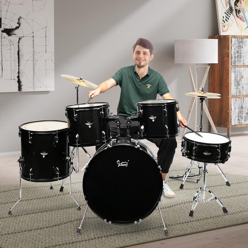 VINCIGO Full Size Adult Drum Set, 5PCS Percussion Instruments with Bass Drum two Tom Drum Snare Drum Floor Tom 16