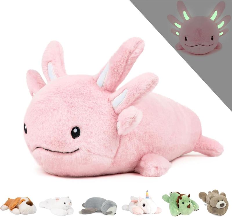 Niuniu Daddy Blue Axolotl Plush Toy Weighted Stuffed Animals for Kids, 2.75 lbs Weighted Axolotl Plush Pillow Toy  Glowing Ears in The Dark, Best Gift for Christmas weighted  stuffed plushie weighted  stuffed anxiety relief