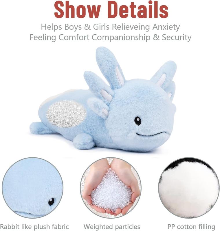 Niuniu Daddy Blue Axolotl Plush Toy Weighted Stuffed Animals for Kids, 2.75 lbs Weighted Axolotl Plush Pillow Toy  Glowing Ears in The Dark, Best Gift for Christmas weighted  stuffed plushie weighted  stuffed anxiety relief