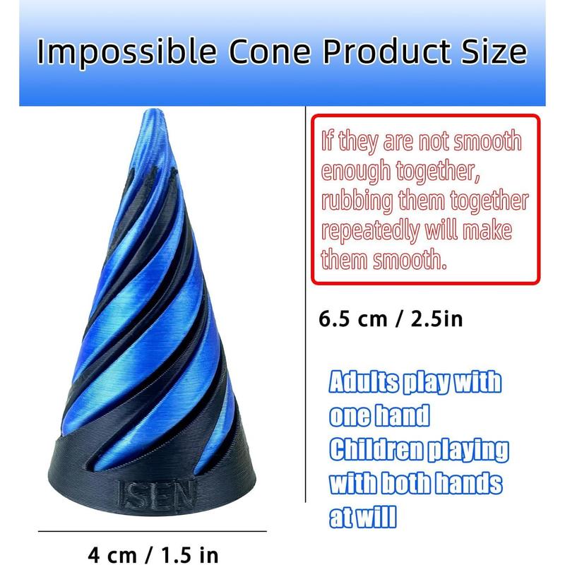 Impossible Cone Spiral Cone Fidget Toy 3D Printed Spiral Fidget Cone, Spiral Fidget Toys for Stress and Anxiety Relaxing ,Office Decoration Toy,Mini Pyramid Collectible Toys