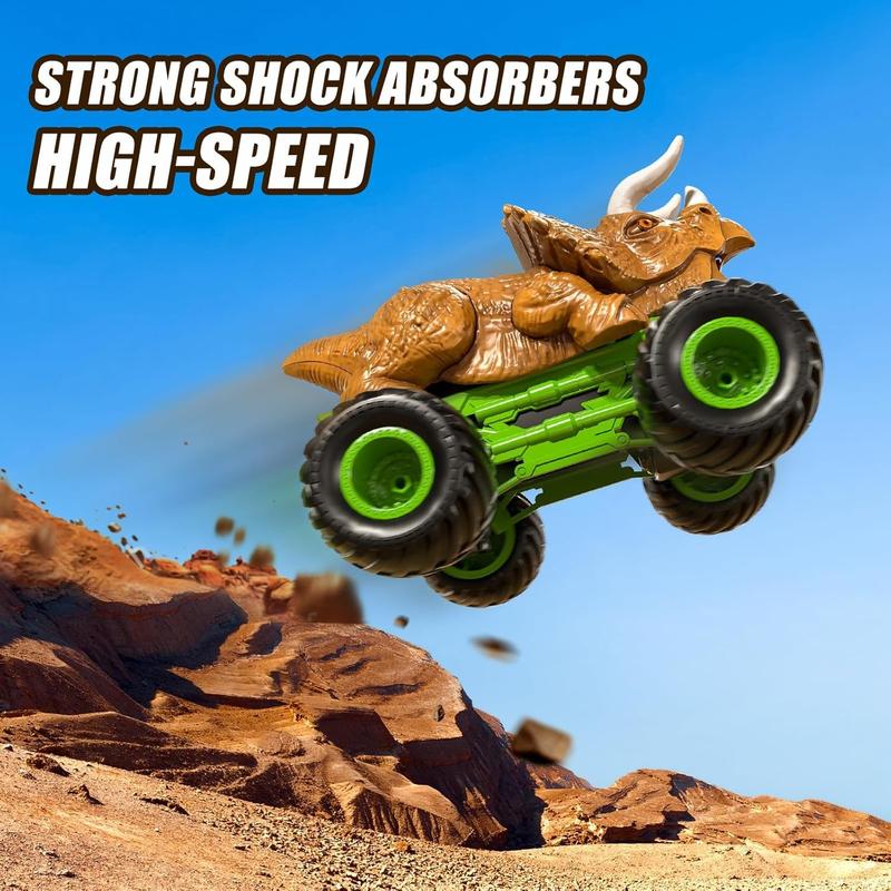 Exquisite gifts, Christmas gifts, birthday gifts，High Speed Off Road 1:24 Dinosaur Car with Rechargeable Battery,，Remote Control Triceratops Truck, Monster Truck with Roar, Light and Mist Spray ,