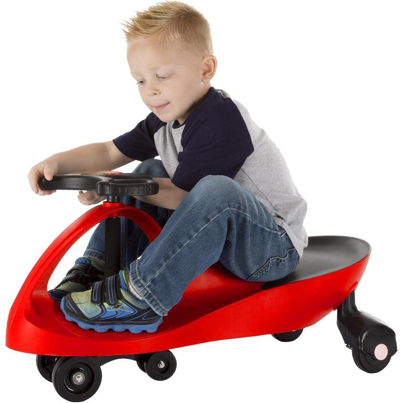 Wiggle Car Ride On Toy – No Batteries, Gears or Pedals – Twist, Swivel, Go – Outdoor Ride Ons for Kids 3 Years and Up by Lil’ Rider, Red and Black.