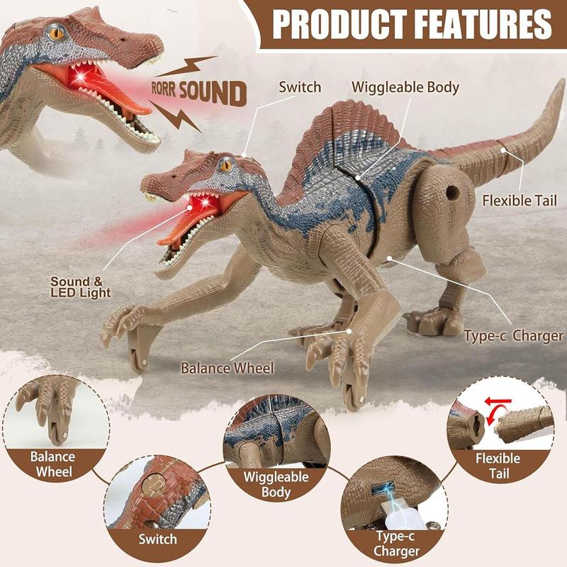 Remote Control Dinosaur Toy, 2.4G Five Way Simulation Electric Sound & Light Chicken Crown Dragon Model Gift