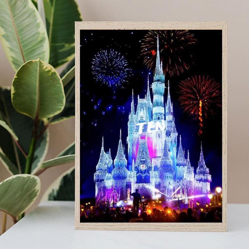 5D Diamond Arts Colorful Painting Kit, Castle Pattern DIY Diamond Arts Colorful Painting without Frame, Handmade Art Crafts for Home Decor