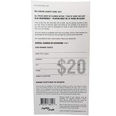 8PC (4 of each) Prank Lottery Tickets and Scratch Cards Look Real - $1 Million Winning Ticket Gag Set Laughing Smith