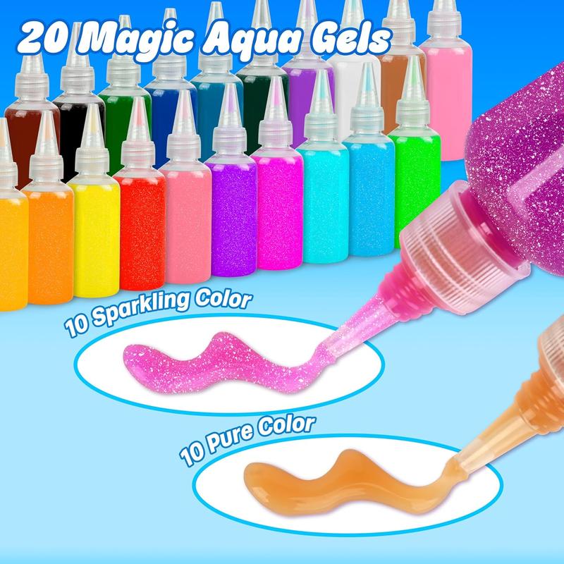 Magic Water Elf Toy Kit - Aqua Art Set with 20 Colors & 16 Molds, DIY Squishy Maker for Kids, Perfect Christmas STEM Party Favor Gift for Ages 3-8 USA