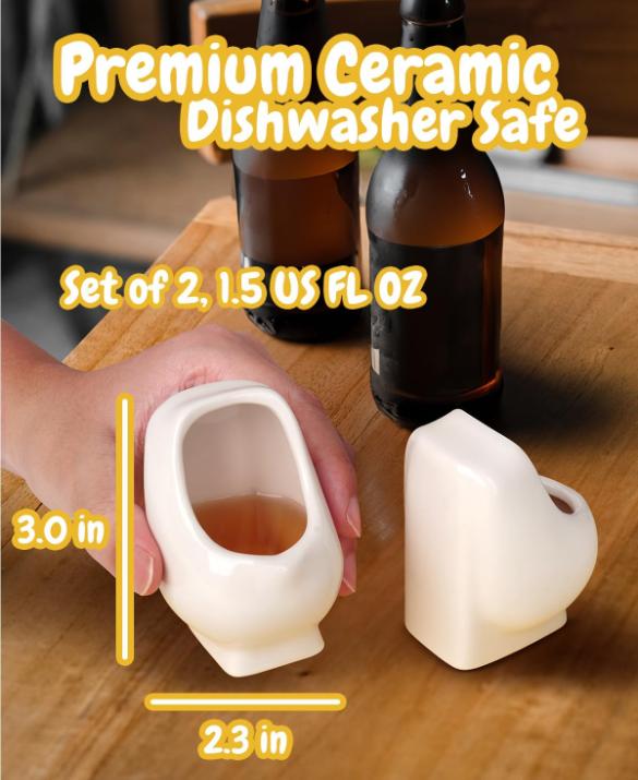 White Elephant Gifts for Adults Men: Funny Gag Novelty Urinal Shot Glasses Gift - Christmas Stocking Stuffers Secret Dirty Santa