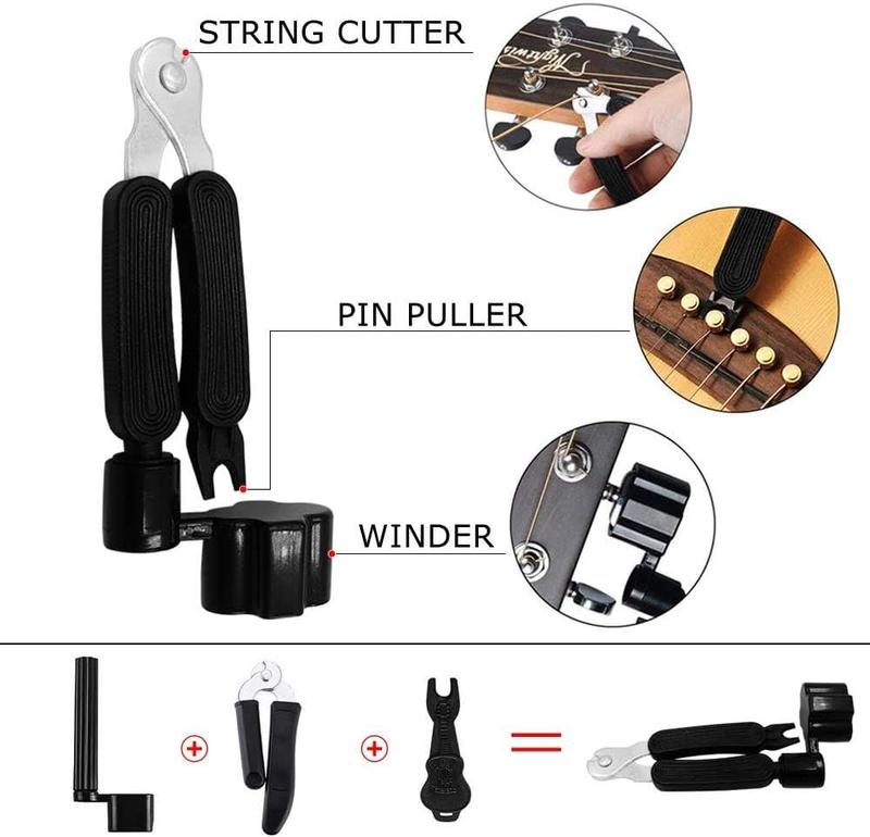 66PCS Guitar Accessories Kit, Acoustic Guitar Changing Tool, Including Acoustic Strings