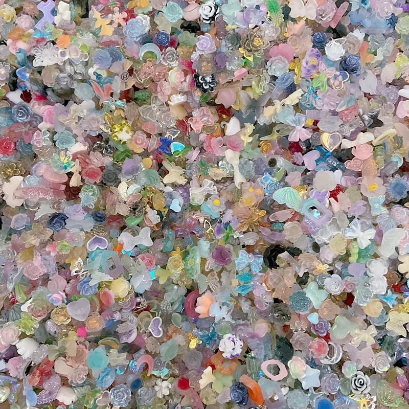 Resin Nail Charms All Colors Shapes Mixed Flowers Bowknot Butterfly Resin DIY Decoration