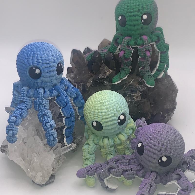 3D Printed Crochet Octopus- Random Color.  Articulating legs hand fidget animal figurine stress relief