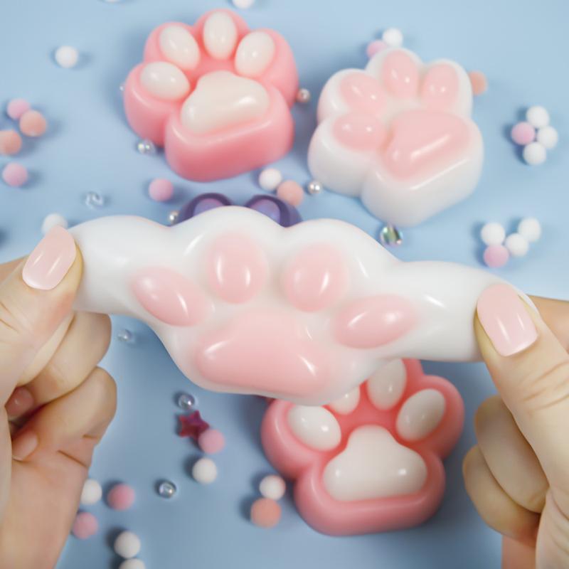 2025 Fluffless Sticky Stress Relief Toys Taba Taba Squishy Cat Paws Unique Gift for Kids and Adults Squeeze Toys Catpaw Squishies Slow Rebound Toy, Hamster Cat Claw PinchToy relief toy gamer toy relax toy fushigi ball