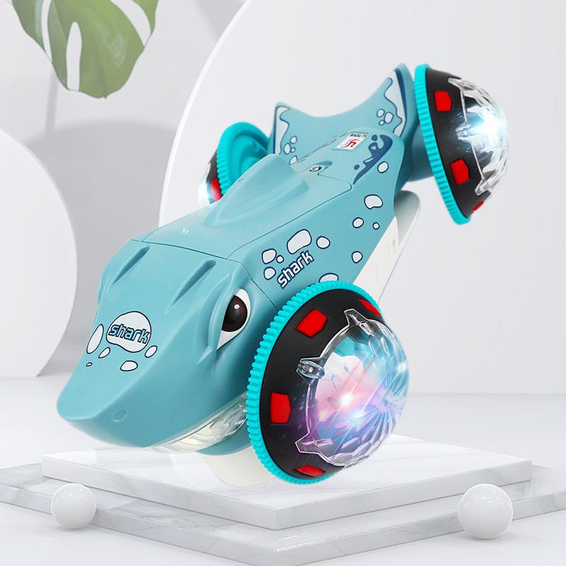 Electric Stunt Drift Rotating Shark Car Universal Driving Light Music Toy Car