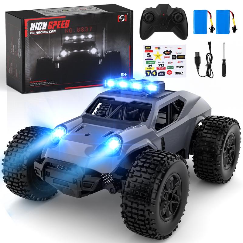 Remote Control Car - 28km h 2.4GHz High Speed Rc Cars Toys, Offroad Hobby Rc Truck Toy with LedLights, Rechargeable Toy Car Gift for 3 4 5 6 7 8-12 Year Old Boys Girls Kids Toys multicoloured occupations hd camera dinosaur truck toy  race