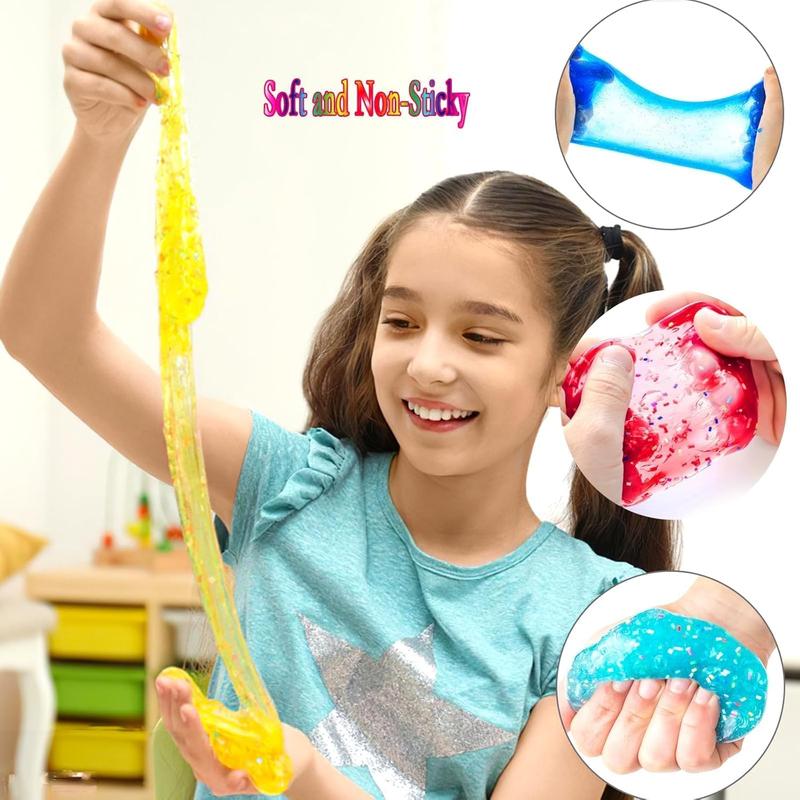 Jelly Cube Clear Slime Kit 8 Pack for Kids, Crunchy Slime, Stress Relief Putty Toy, Party Favors for Girl Boys