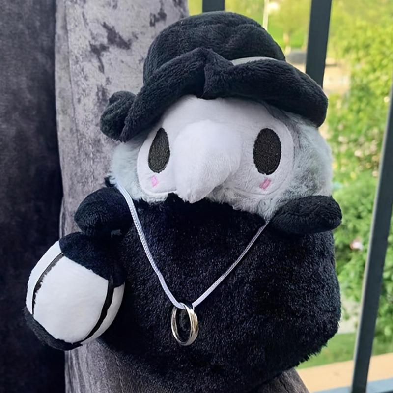 Cute Plague Doctor Design Plush Toy, 1 Count Horror Stuffed Plushie Pillow, Fluffy Plague Doctor Stuffed Figure Toy, Gift for Childern and Friends, Kreeptures Plushies, My First Addiction Toys