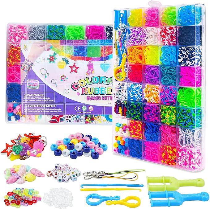 Rubber Band Bracelet Kit,Loom Bracelet Kit,Loom Bands Kit, Loom Bracelet Making Kit for Art and Craft,2700 Rubber Band Refill Kit for Girls & Boys