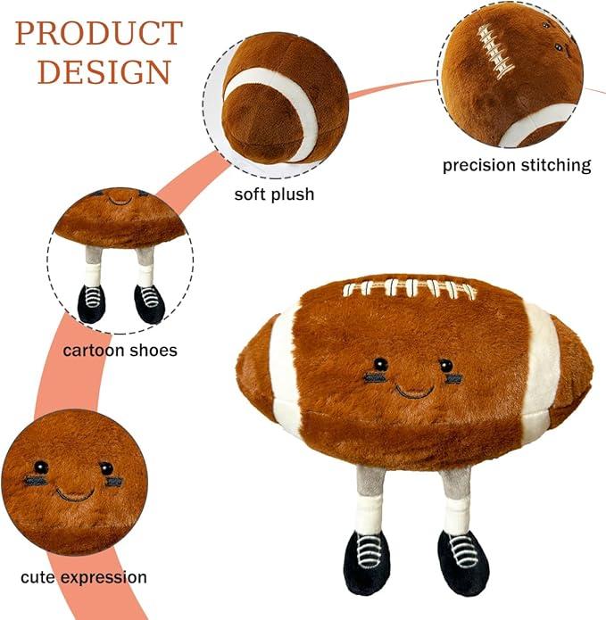 Jellycat Basketball, American football, Soccer, Stuffed Sports Plushes, Basketball Gifts for Boys and Girls, Soft Sports Pillows Basketball Stuffed Animal Room Decor