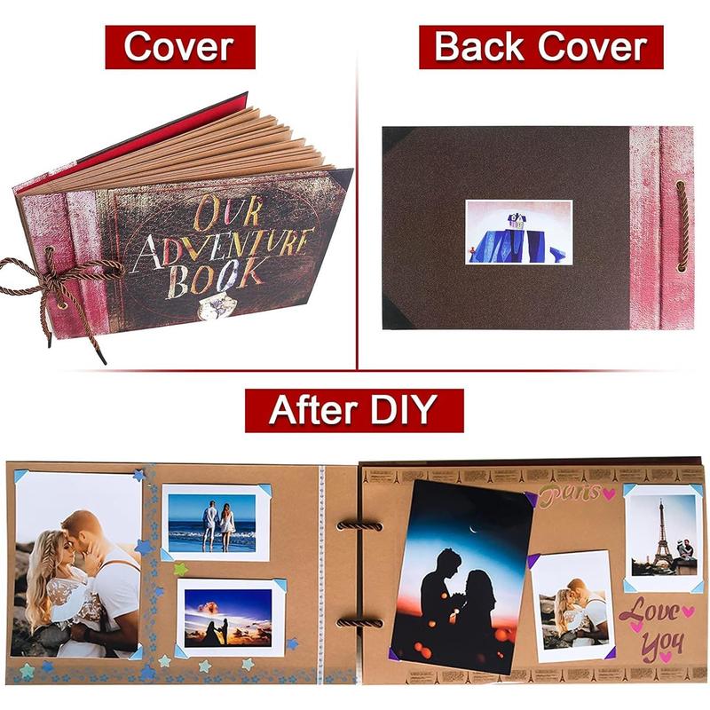 Our Adventure Book Up Scrapbook Photo Album DIY Memory Scrap Book Hard Cover for Men Boyfriend