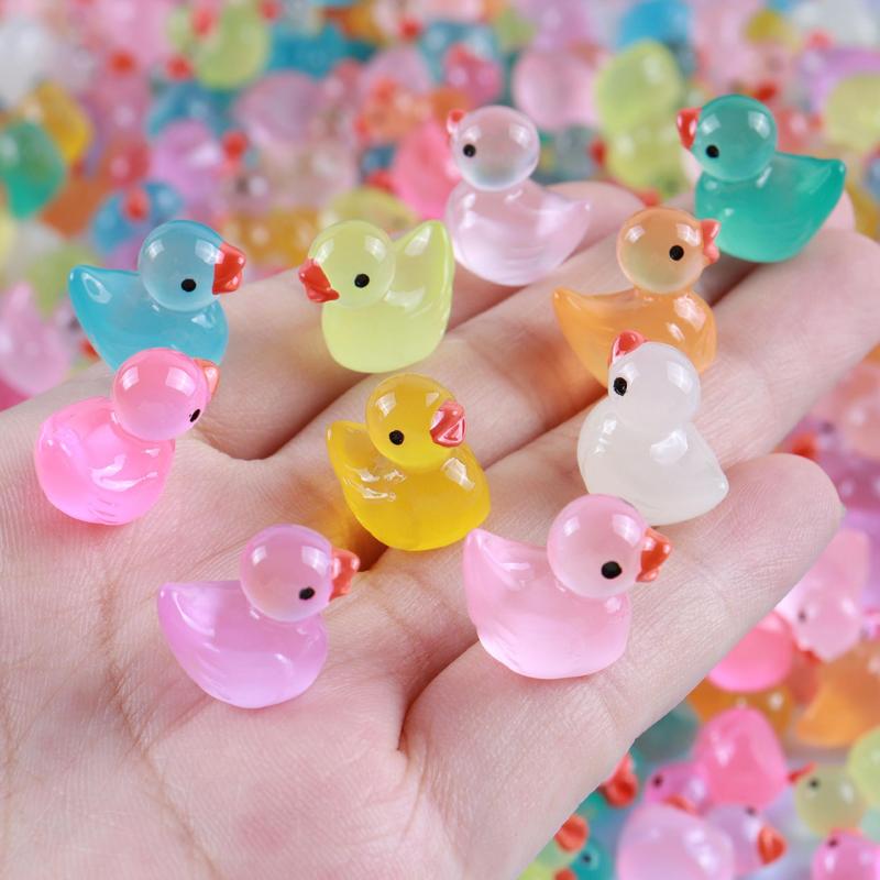 Mini Luminous Ducks, 1 Set DIY Creative Resin Toy Accessories, DIY Decoration for Phone Case, Landscape Potted Plant Decoration, Christmas DIY Home Projects, DIY Kits for Teens, Thanksgiving Christmas Gift Set