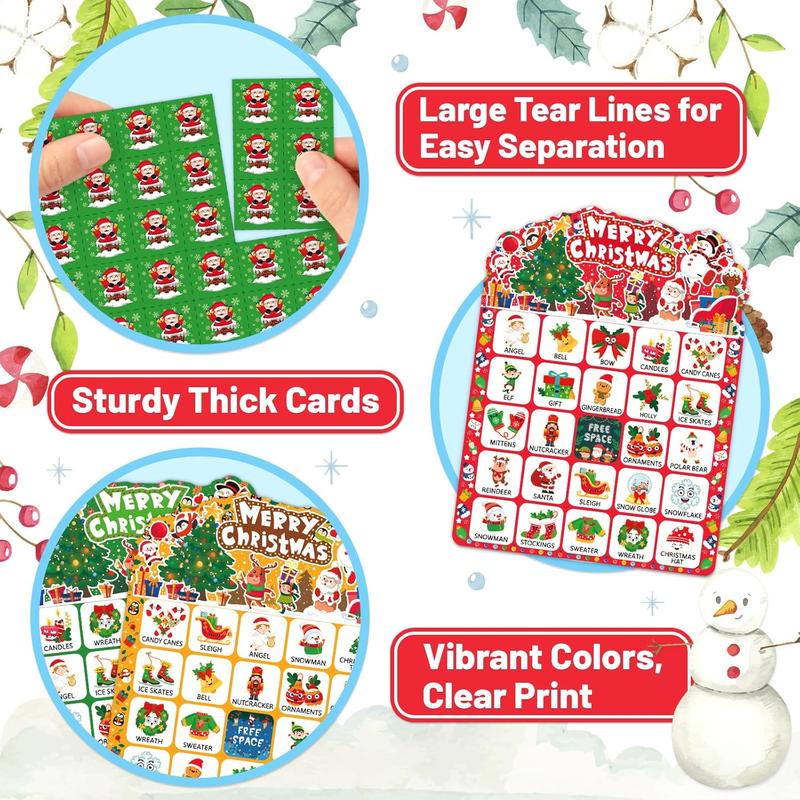 56 Sheets Christmas Bingo Game, 32 Players Christmas Bingo Cards for Adults Christmas Party Game for Family Large Group Winter Holiday Party Favor Bingo