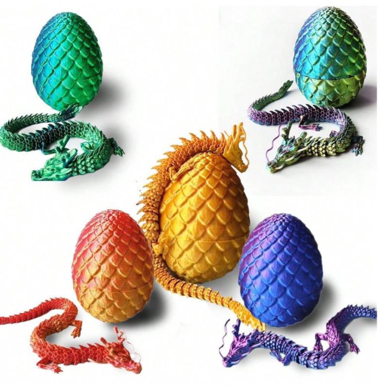 Printed Dragon Surprise Egg, Executive Dragon Fidget Desk Toy Decoration Ornaments, Easter Gift Home Decor Christmas Fidget Toy Adult Gift(The Dragon Inside Does Not Have A Beard)Plastic Animals,Figure,Dragon Printed,Christmas,Dragon