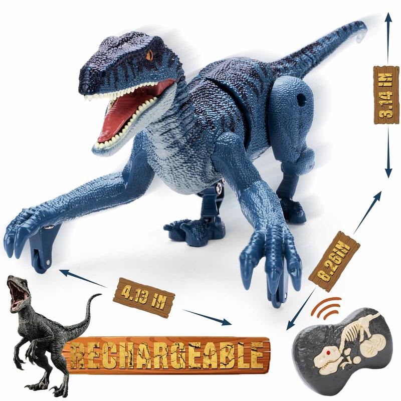 Remote Control Dinosaur Toys for Kids - Walking Velociraptor Dinosaur with Light and Sound, Birthday Gift Ideas for Boys and Girls 3-5 5-7 8-12 Year Old