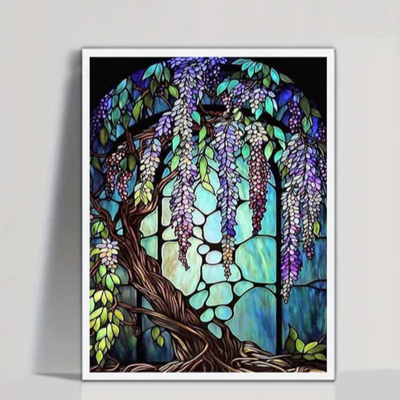 Tree Pattern DIY Rhinestones Painting without Frame, 1 Set Rhinestones Painting Kit with Tools, Painting Decor for Bedroom Living Room Office