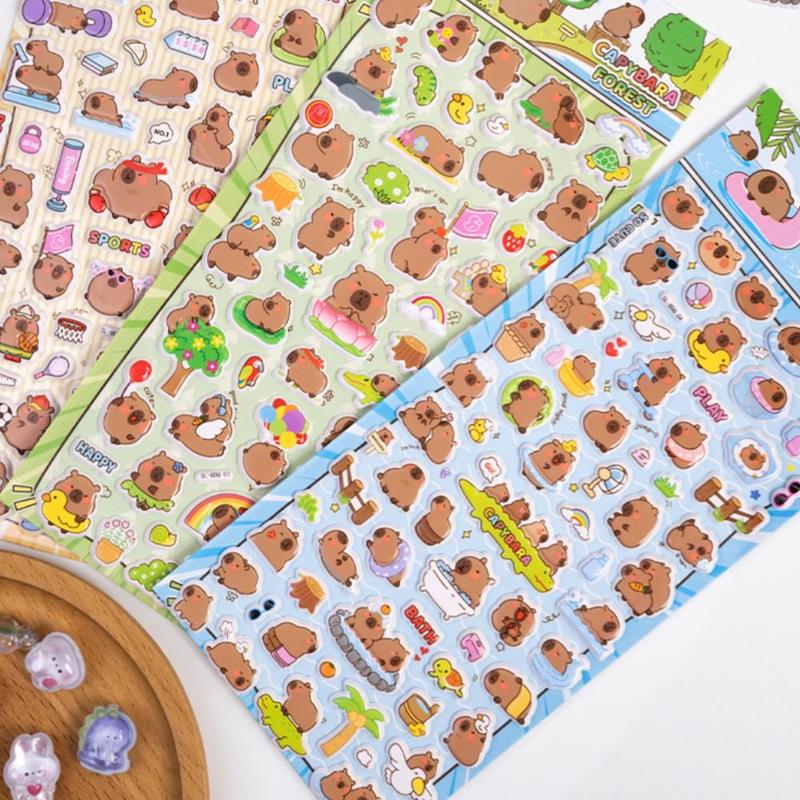 Capybara Cartoon Animal Pattern Sticker, 4 Counts pack Animal Paper Decor, Decorative Sticker for DIY Scrapbooking, Journaling, Gift Wrapping