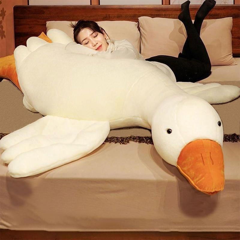 Giant White Goose Plush-63 in Soft Furry Swan Stuffed Animal Pillow,Huge Goose Plush Hugging Pillow Gifts for Every Age (63 in)