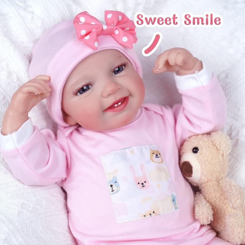 BABESIDE Lifelike Reborn Baby Dolls Leen- 20-Inch Sweet Smile Realistic-Newborn Baby Dolls Handmade Baby Feeling Real Life Baby Dolls Girl with Feeding Kit Gift Box for Kids Age 3+