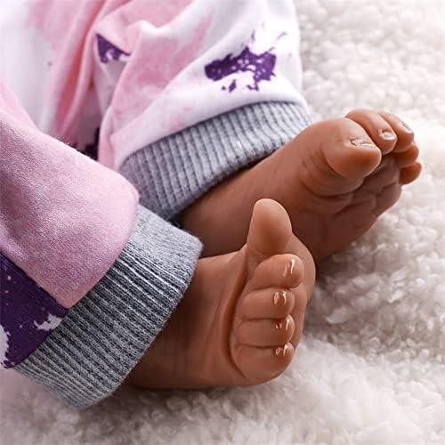 [IN STOCK] Lifelike Reborn Baby Dolls Black -17Inch Baby-Soft Body & Curls Realistic-Newborn Baby Dolls African American Real Life Baby Dolls Cloth Body with Feeding Kit & Gift Box for Kids Age 3+