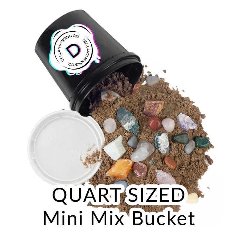 Declan's MINI QUART Bucket - Raw and Tumbled Stones with Confetti Sand