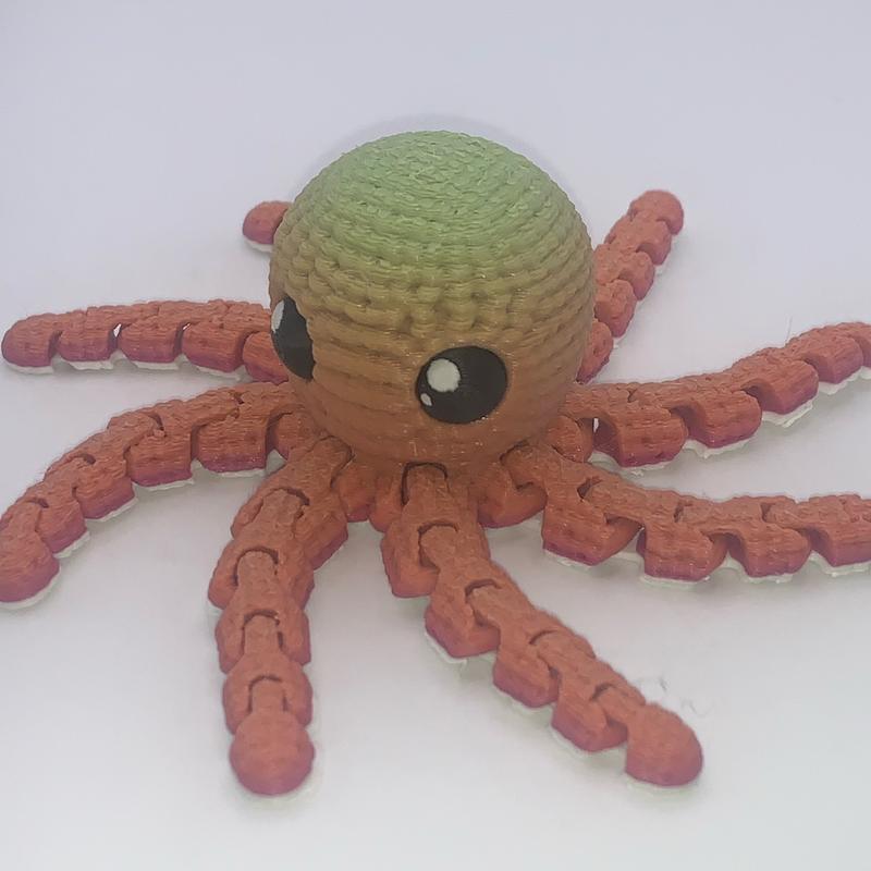 3D Printed Crochet Octopus- Random Color.  Articulating legs hand fidget animal figurine stress relief