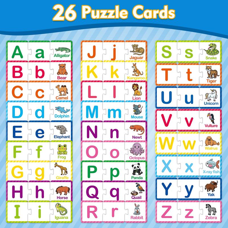 Alphabet Puzzle Cards,ABC puzzle,Alphabet Learning Toys,Matching Letter Game,Learning Activities,Self Correcting Puzzles