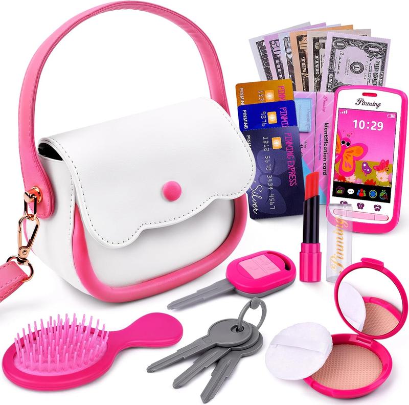 Christmas Play Purse for Little Girls Toys - Toddler Purse Set Pretend Play Makeup Toys for 3 4 5 6 7 Year Old Girls, Kids Toy Purse Birthday Gifts for Girls Ages 3-5 4-5 6-8 Years Old