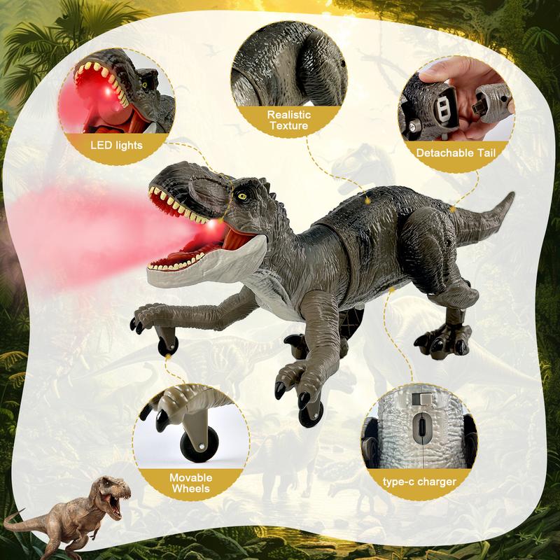 Remote Control Dinosaur Toys for Boys  girls Realistic T-Rex RC Walking Dino with Roaring, Spray, Light, Touch Sensing  with Three Type