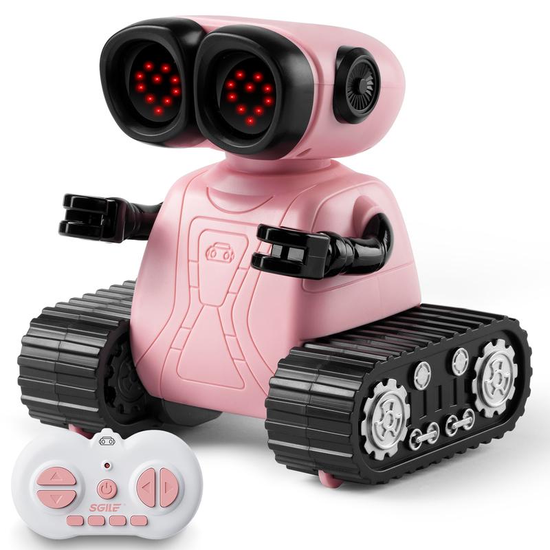 SGILE Remote Control Robot Toys with Music and Led Emojis Eyes, Auto-Demonstration, RC Rechargeable Emo Robots for Kids age 3 4 5 6 7 Year Old Girls and Boys Gift