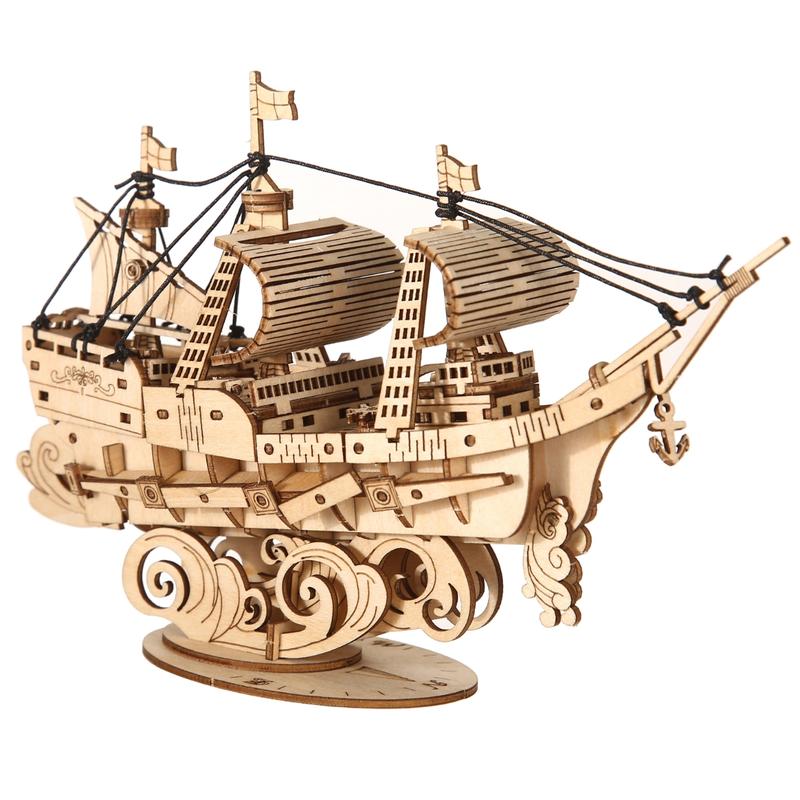 3D Wooden Puzzle for Adults, Vintage Wooden Watercraft Model Kit to Build, Best Gift Ideas - Sailling Ship