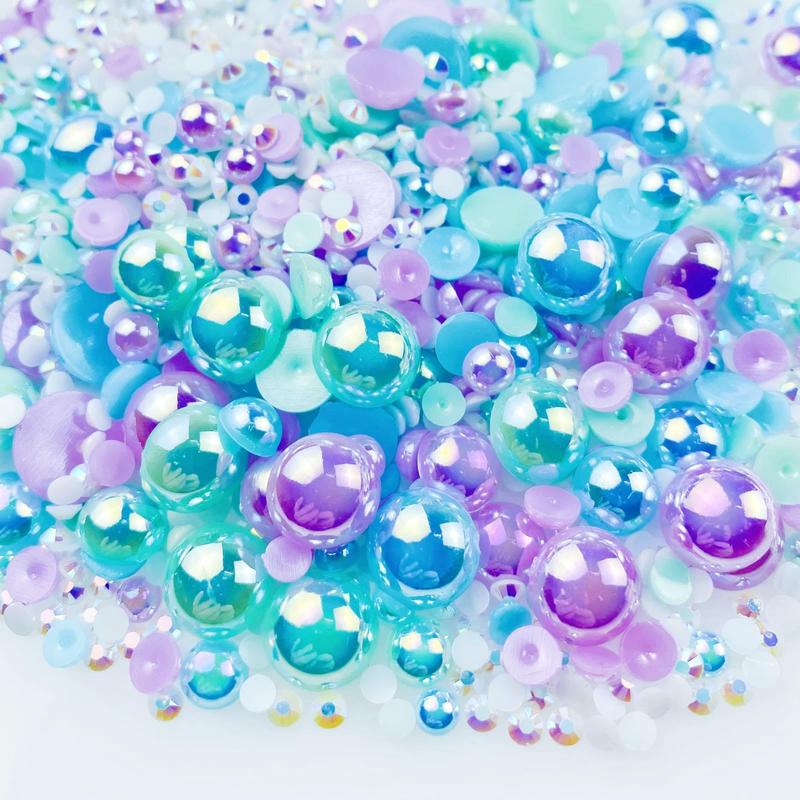 Mixed Color Flat Back Pearl and Rhinestone Combination (1200pcs), DIY Jewelry Making Supplies for Nail Face Art Crafts Jewelry Decoration, Bottles, Cups, Nails, Clothes Shoes