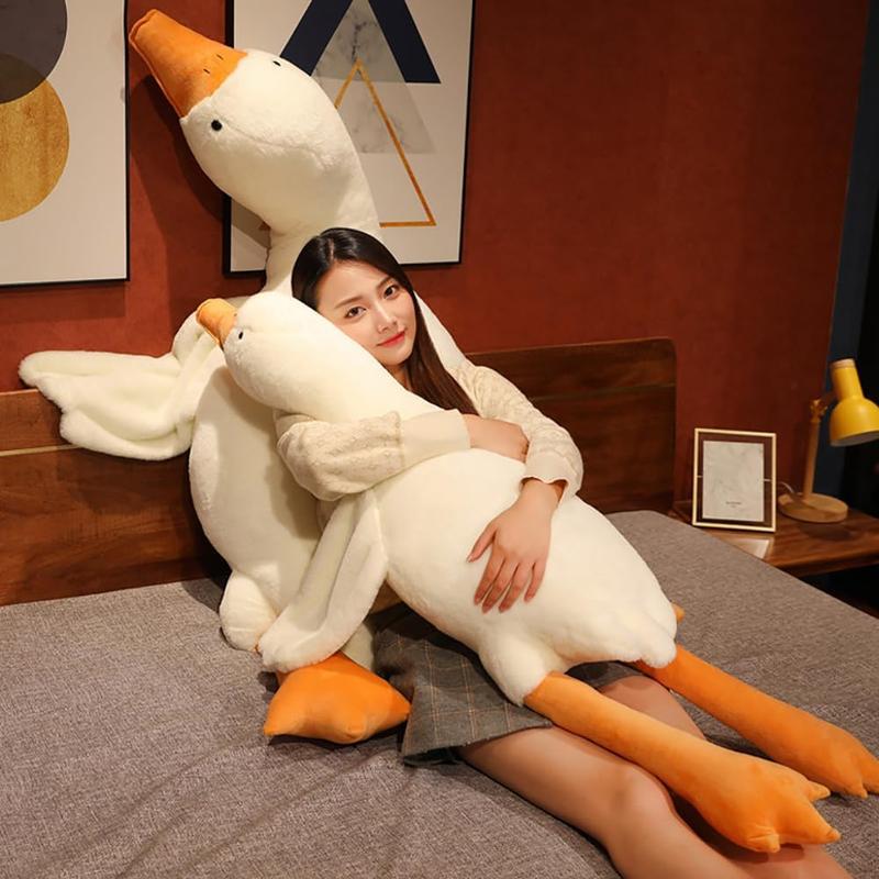 Giant White Goose Plush-75 in Soft Furry Swan Stuffed Animal Pillow,Huge Goose Plush Hugging Pillow Gifts for Every Age (75in)