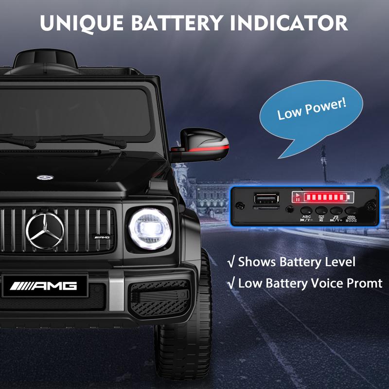 ANPABO 12V Mercedes-Benz G63 Licensed Powered Ride on Toy Car w  Remote Control, Voice Prompt for Low Battery, Gift for Kids