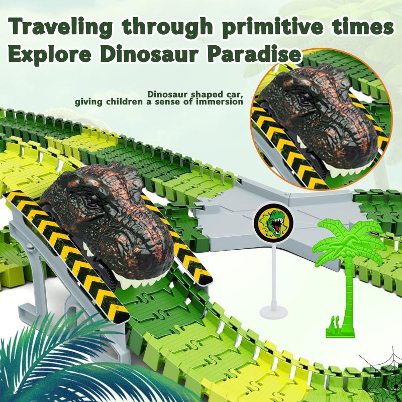 Dinosaur Glowing Rail Car Accessories Sets（244 252 458 PCS Version),Precious Parent-Child Time for kids gift,Freely construct track shapes to stimulate children's imagination and creativity