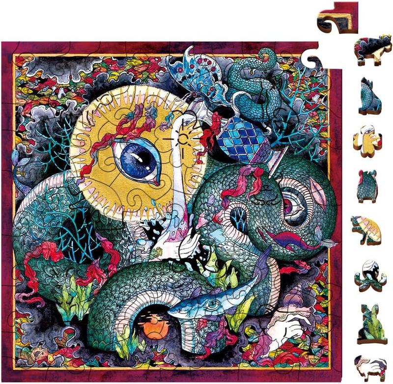 Wooden Puzzles Jigsaw Puzzles 286 count DIY Puzzle for Adults and Kids Fantasy Puzzles-Gift for Christmas, Home Decorations, and Mindful Play 11 * 11 Inch