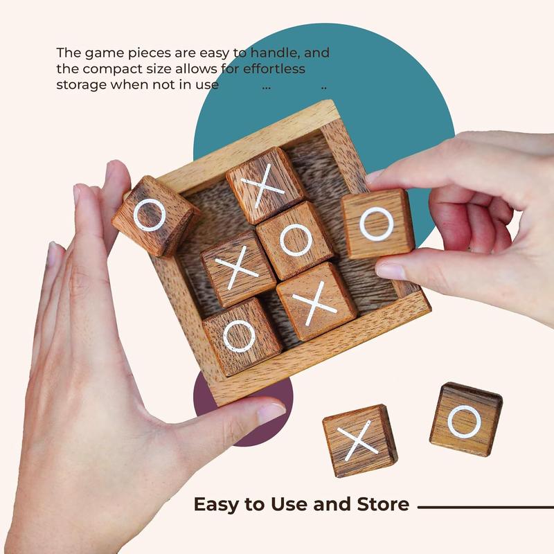 Triplets Block - Wooden Tic Tac Toe Game for Kids and Adults - Coffee Table Décor, Desk Decor, Rustic Home Decor, Family Games Night, Classic Board Games for Birthday Gift Mother Gift (3.7 Inch)